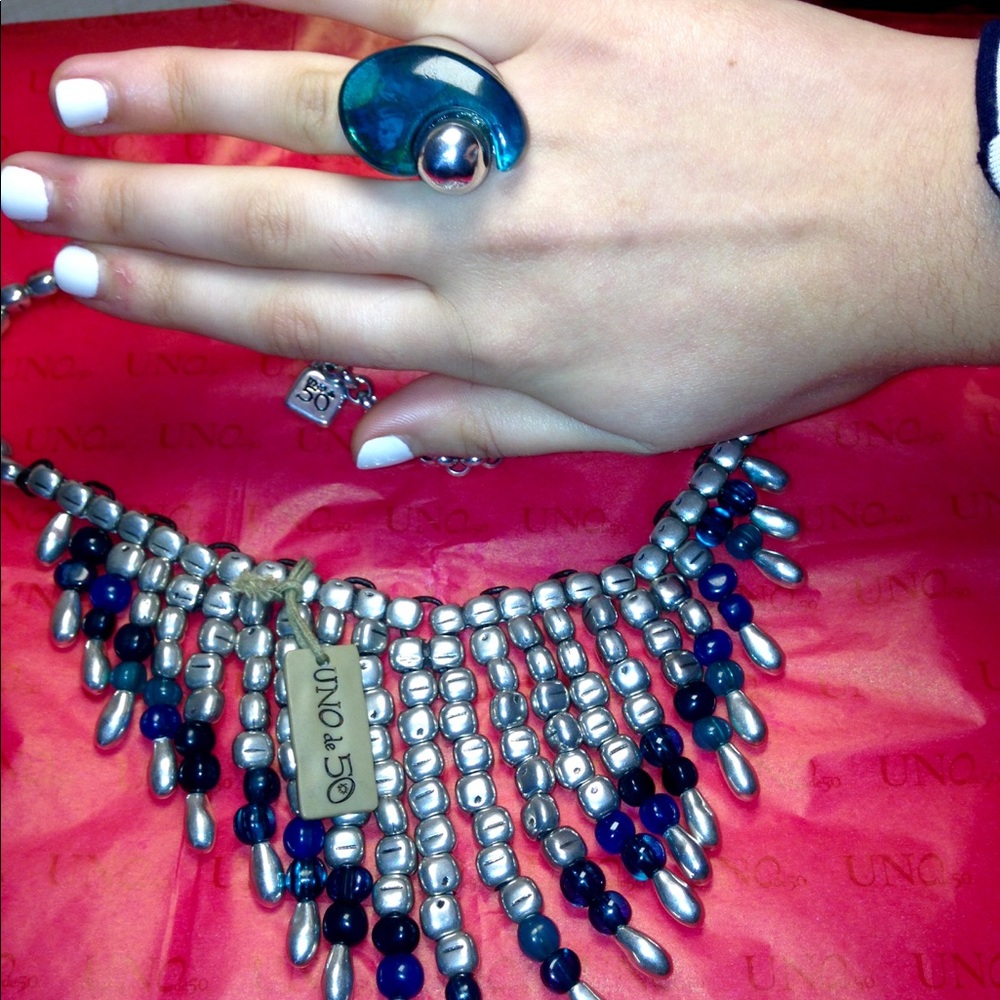 UNO de 50 Silver and Blue Murano necklace